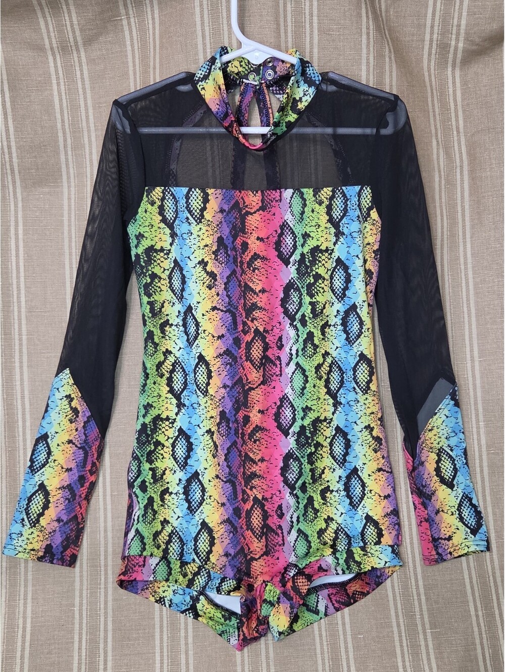 Weissman Rainbow Snake Print Long Sleeve Dance Leotard Child's M